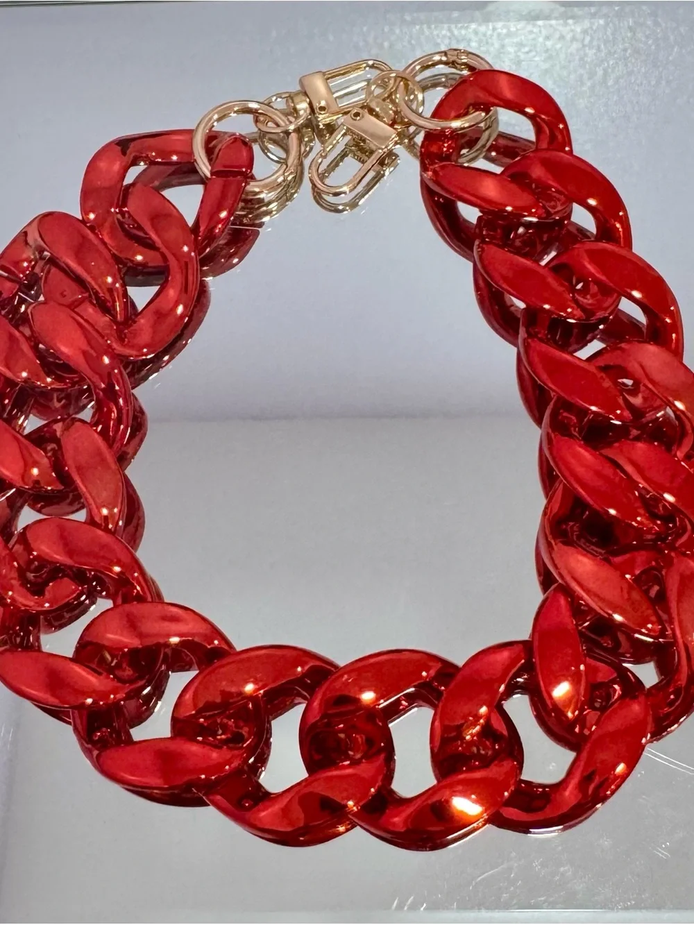 New Stylish Metallic Red Chunky Bag Chain 18 inches